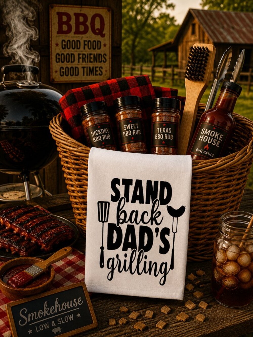Stand Back Dad is Grilling Bar Towel